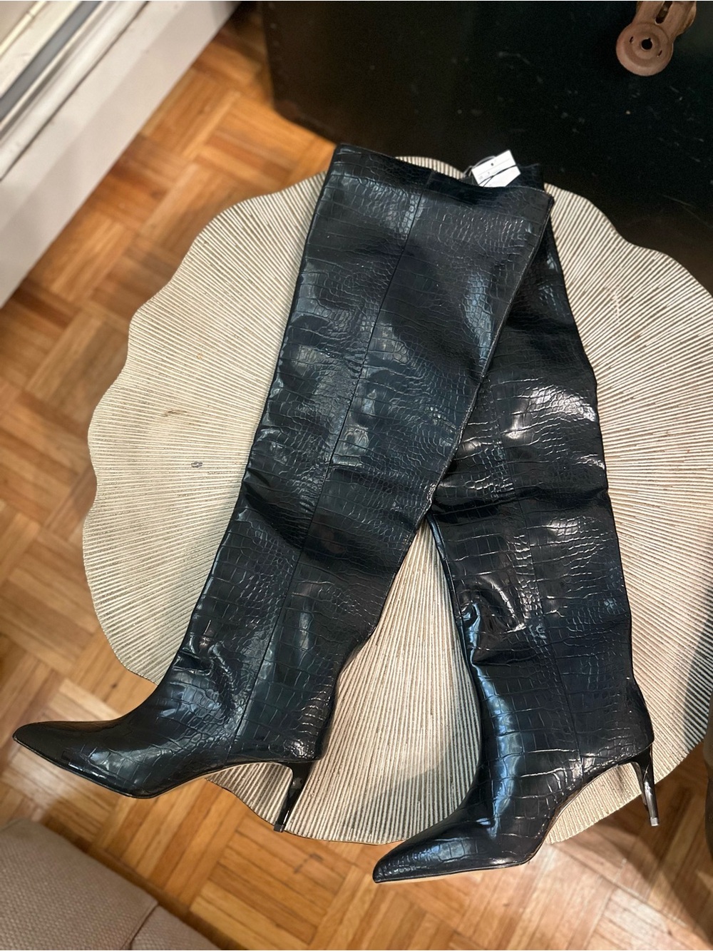 H&M Faux Croc Patent Over-the-Knee Boots